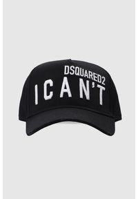 DSQUARED2 Czarna czapka z daszkiem icant. Kolor: czarny. Wzór: napisy