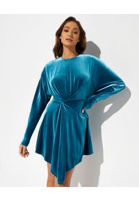 ALEXANDRE VAUTHIER - Aksamitna sukienka z drapowaniem. Kolor: niebieski. Materiał: tkanina. Typ sukienki: asymetryczne, proste. Styl: elegancki. Długość: mini