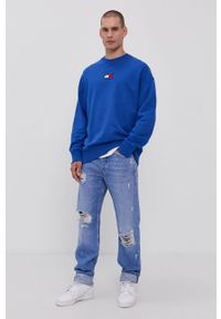 Tommy Jeans - Bluza bawełniana. Okazja: na co dzień. Kolor: niebieski. Materiał: bawełna. Styl: casual