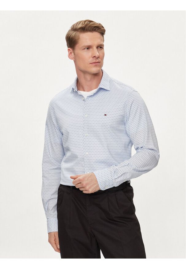 TOMMY HILFIGER - Tommy Hilfiger Koszula Circle MW0MW34649 Błękitny Slim Fit. Kolor: niebieski. Materiał: bawełna