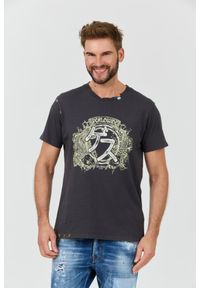 Guess - GUESS Szary męski t-shirt bawełniany Japanese Ideog, Rozmiar M. Kolor: szary. Materiał: bawełna
