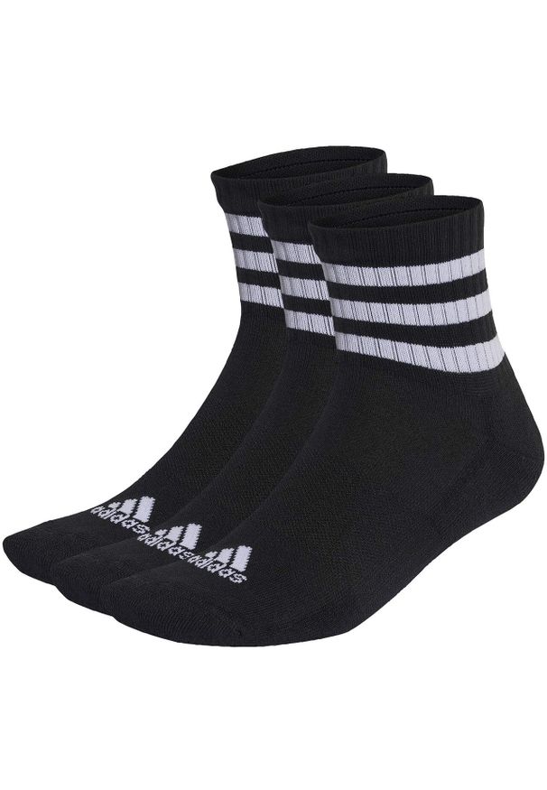 Adidas - Skarpety adidas 3-Stripes Cushioned Sportswear Mid-Cut Socks 3 P. Kolor: czarny, wielokolorowy, biały. Sport: turystyka piesza