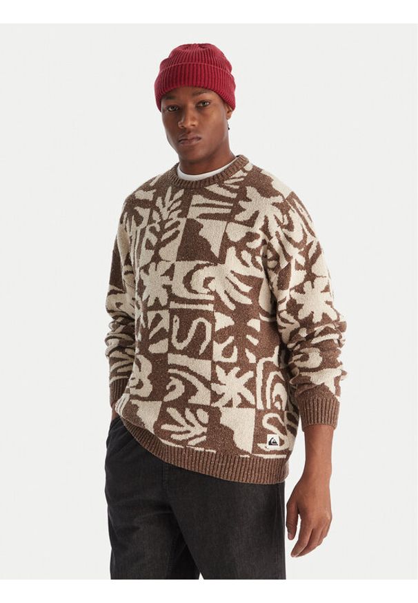 Quiksilver Sweter Hall City EQYSW03329 Brązowy Regular Fit. Kolor: brązowy. Materiał: bawełna