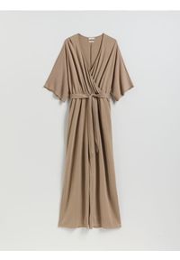 Reserved - Kombinezon z modalem - beżowy. Kolor: beżowy. Materiał: dzianina. Styl: klasyczny #1