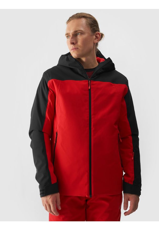 4f - 4F Kurtka narciarska membrana 5000 męska - czerwona M. Okazja: na co dzień. Typ kołnierza: kaptur. Kolor: czerwony. Materiał: poliester, syntetyk, materiał, puch. Długość: długie. Sezon: zima. Styl: klasyczny, casual, sportowy