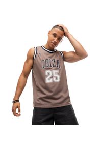 SIROKO - Męska koszulka koszykarska Lifestyle Siroko IBZ Pedrera Brown. Typ kołnierza: dekolt w kształcie V. Kolor: brązowy. Materiał: prążkowany, tkanina. Długość rękawa: bez rękawów. Sport: koszykówka #1