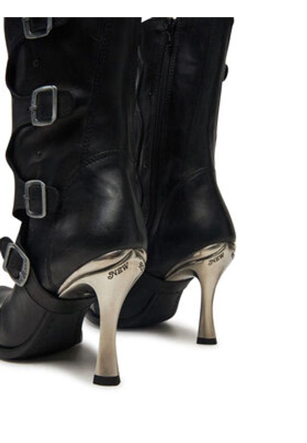 NEW ROCK Botki M-9373N-C1 Czarny. Kolor: czarny. Materiał: skóra. Styl: rockowy