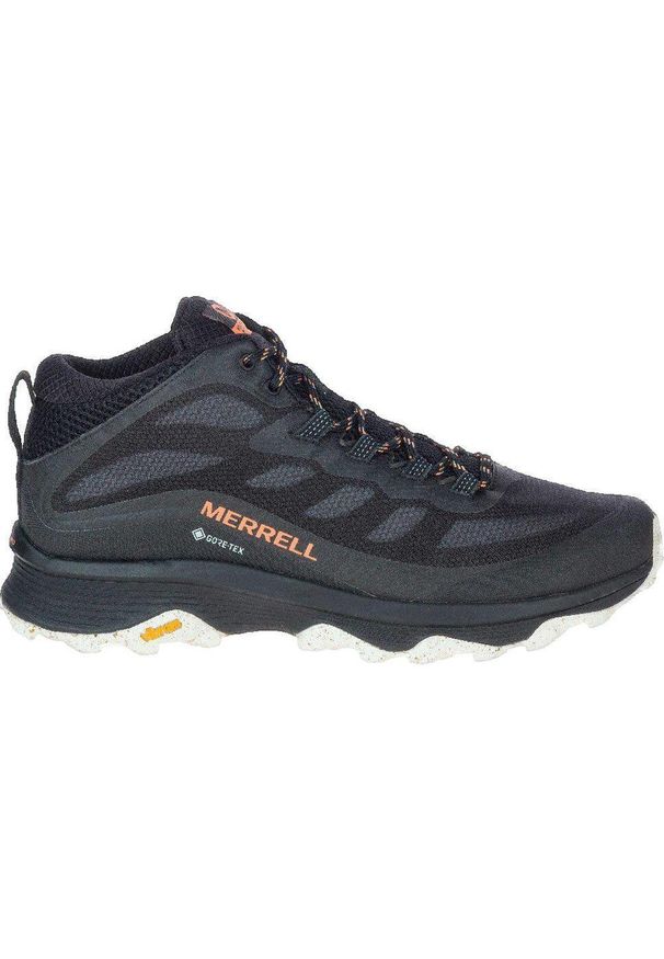 Buty trekkingowe męskie Merrell Moab Speed Mid Gtx. Kolor: czarny, pomarańczowy, wielokolorowy. Materiał: syntetyk, materiał. Szerokość cholewki: normalna