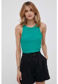 Sisley szorty lniane kolor czarny gładkie high waist. Stan: podwyższony. Kolor: czarny. Materiał: len. Wzór: gładki #5