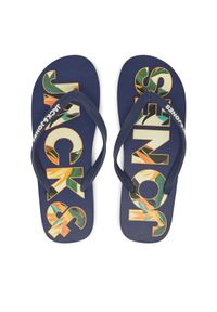 Jack & Jones - Jack&Jones Japonki Jfwlogo Palm Print Flip Flop Ln 12230642 Granatowy. Kolor: niebieski. Wzór: nadruk