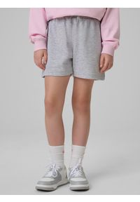 4f - 4F Spodenki dresowe dziewczęce - szare 152 (11-12 lat). Kolor: szary. Materiał: dresówka. Długość: krótkie. Wzór: gładki, ze splotem. Sezon: lato #2