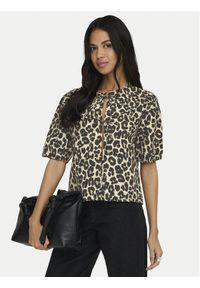 only - ONLY Bluzka Jenna 15368592 Beżowy ciemny Regular Fit. Kolor: beżowy. Materiał: bawełna #1