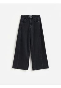Reserved - Jeansy wide leg soft - czarny. Kolor: czarny