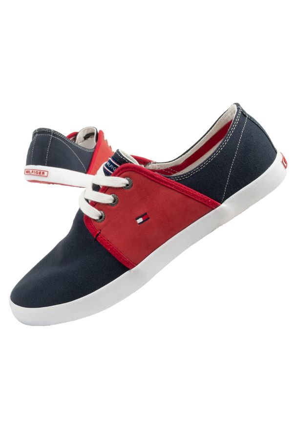 TOMMY HILFIGER - Buty sportowe trampki do chodzenia męskie Tommy Hilfiger. Kolor: czerwony, niebieski, wielokolorowy. Sport: turystyka piesza