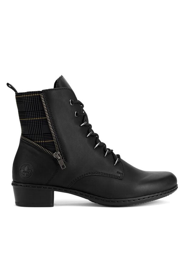 Rieker Trzewiki Y0700-01 Czarny. Kolor: czarny. Materiał: skóra