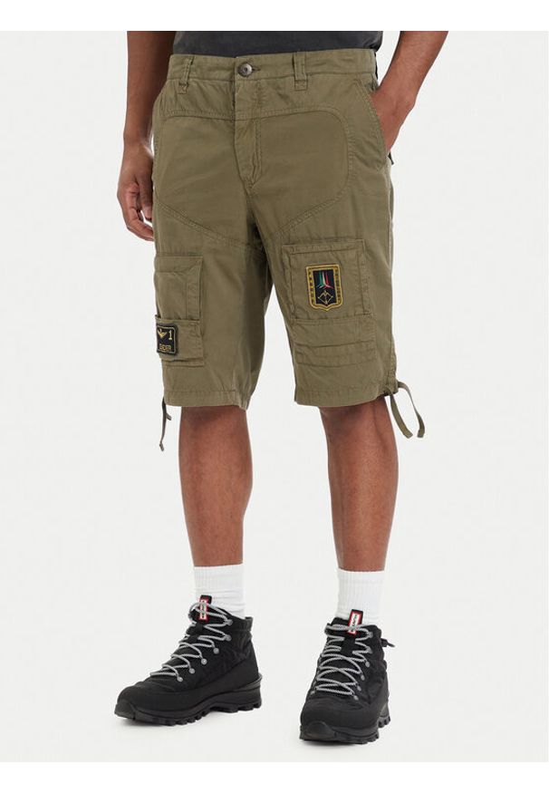 Aeronautica Militare Szorty materiałowe 261BE0041UCT01122 Zielony Regular Fit. Kolor: zielony. Materiał: bawełna