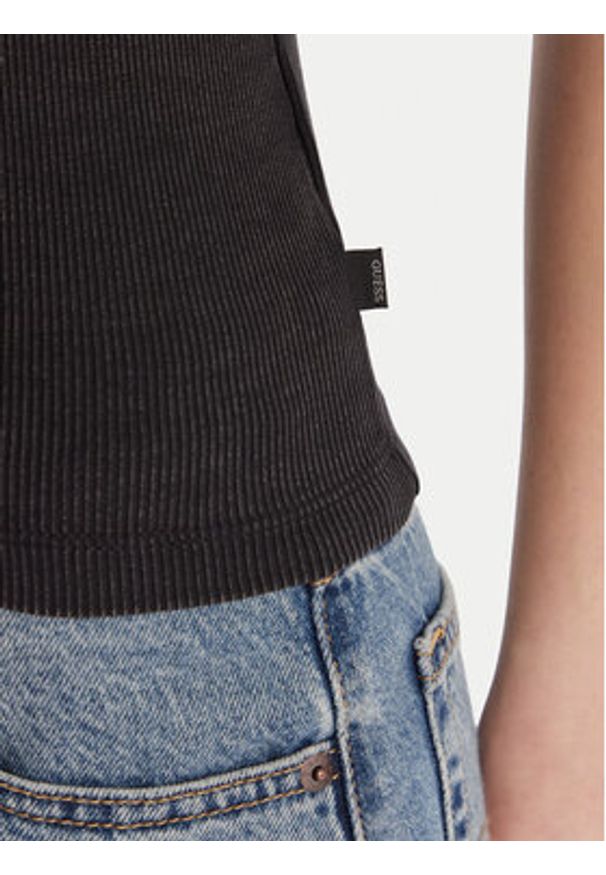 Guess Jeans Top 180345 Czarny Classic Fit. Kolor: czarny. Materiał: bawełna