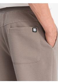 Ombre Clothing - Spodnie dresowe męskie z tkaniny ottoman - popielate V4 OM-PASK-0129 - XXL. Kolor: szary. Materiał: tkanina, dresówka. Styl: sportowy