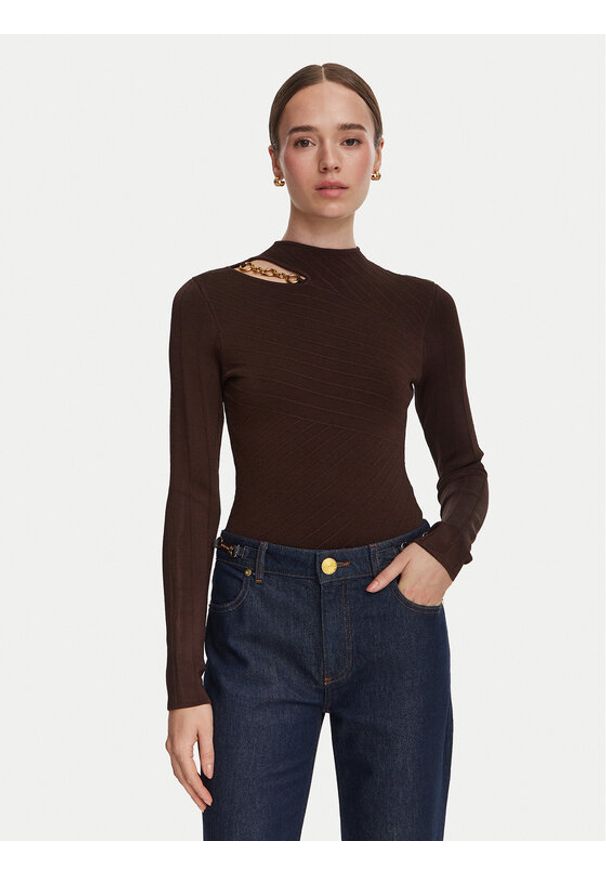 Marciano Guess Sweter G6YR07 Z1060 Brązowy Slim Fit. Kolor: brązowy. Materiał: wiskoza