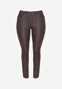 Renee - Brązowe Spodnie Skinny Zangi. Kolekcja: plus size. Kolor: brązowy. Styl: klasyczny #8