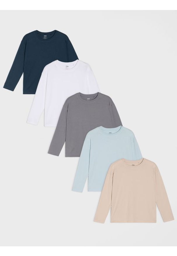 Sinsay - Bawełniane koszulki basic 5 pack - granatowy. Kolor: niebieski. Materiał: bawełna