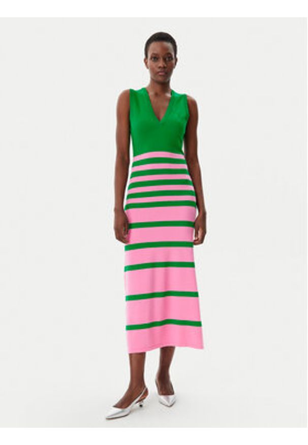 LOLA CASADEMUNT Sukienka dzianinowa LS2516005 Zielony Slim Fit. Kolor: zielony. Materiał: syntetyk