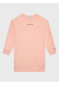 Calvin Klein Jeans Sukienka dzianinowa IG0IG01671 Różowy Regular Fit. Kolor: różowy. Materiał: bawełna #1