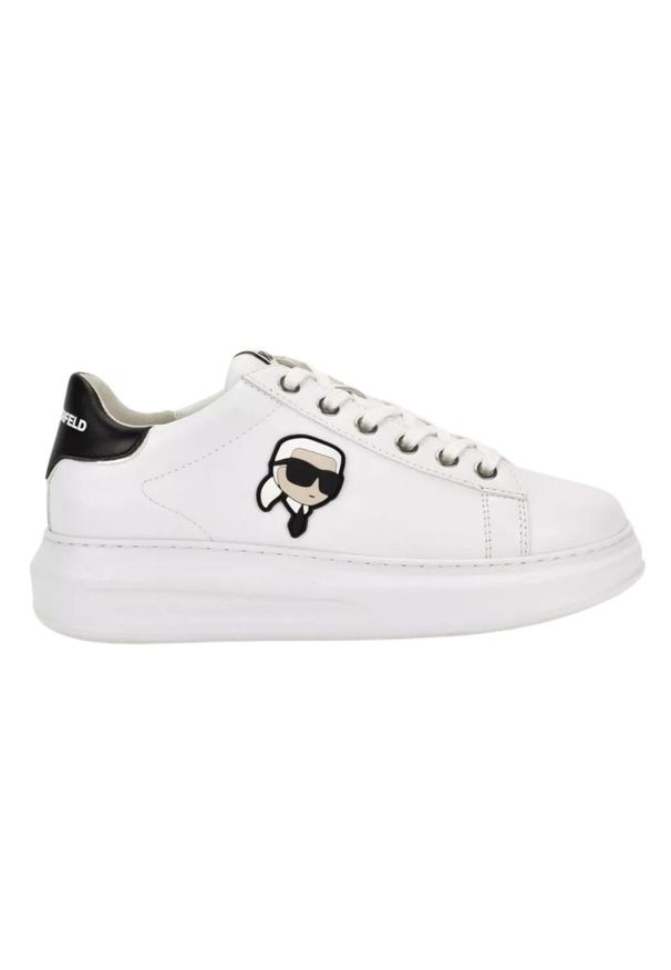 Karl Lagerfeld - KARL LAGERFELD Białe damskie sneakersy skórzane Kapri Nft Lo Lace, Rozmiar 37. Kolor: biały. Materiał: skóra. Wzór: gładki