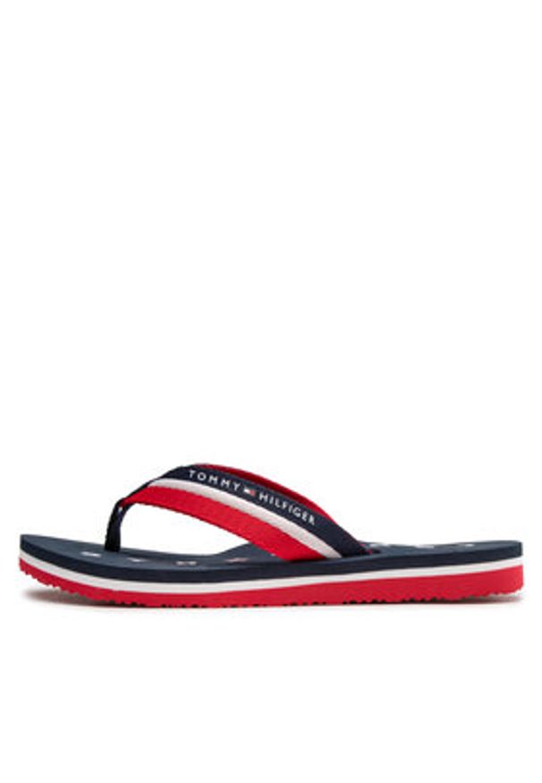 TOMMY HILFIGER - Tommy Hilfiger Japonki Tommy Loves Ny Beach Sandal FW0FW02370 Granatowy. Kolor: niebieski. Materiał: materiał