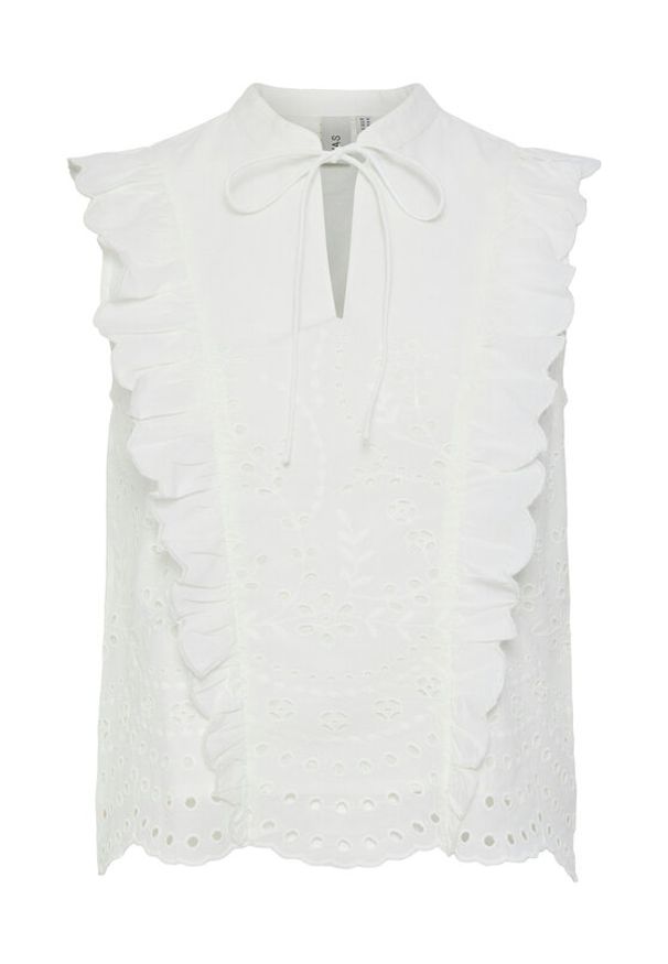YAS Bluzka Luma 26036259 Biały Regular Fit. Kolor: biały. Materiał: bawełna