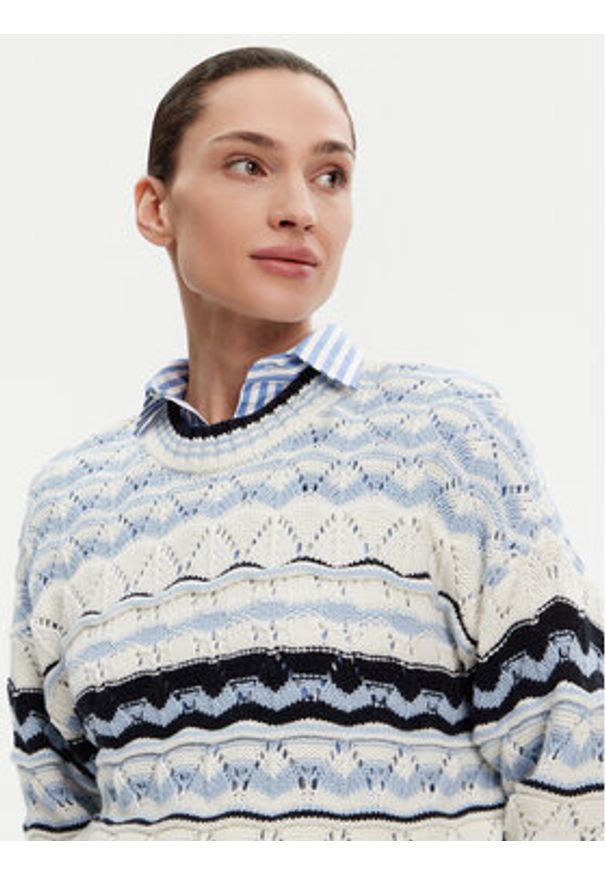 Barbour Sweter Eloise LKN1615MI11 Błękitny Relaxed Fit. Kolor: niebieski. Materiał: wełna