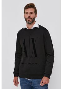 Armani Exchange - Bluza bawełniana. Okazja: na co dzień. Kolor: czarny. Materiał: bawełna. Wzór: nadruk. Styl: casual