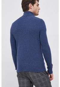 Sisley - Sweter z domieszką wełny. Okazja: na co dzień. Typ kołnierza: golf. Kolor: niebieski. Materiał: wełna. Długość rękawa: długi rękaw. Długość: długie. Styl: casual #5