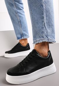 Born2be - Czarne Sneakersy na Platformie Agnenia. Kolor: czarny. Obcas: na platformie #2