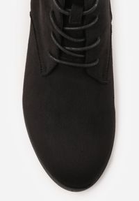 Born2be - Czarne Płaskie Botki ze Sznurowaniem Erisette. Kolor: czarny. Materiał: jeans. Obcas: na płaskiej podeszwie #3
