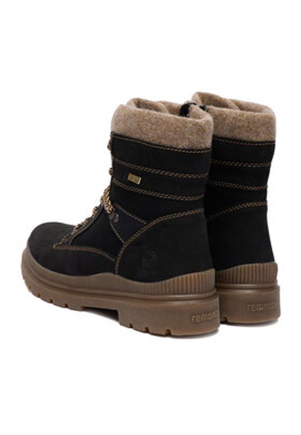 Remonte Trzewiki CEO-D0C77-02 Czarny. Kolor: czarny. Materiał: skóra, zamsz