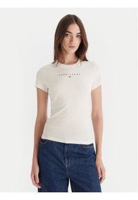 Tommy Jeans T-Shirt Bling Linear DW0DW21550 Biały Slim Fit. Kolor: biały. Materiał: bawełna #1
