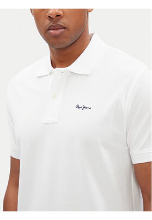 Pepe Jeans Polo Essential PM542298 Biały Regular Fit. Typ kołnierza: polo. Kolor: biały. Materiał: bawełna