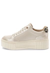Sneakersy damskie Marco Tozzi, klasyczne sznurowanie oraz praktyczny zamek błyskawiczny ozdobne metaliczne wstawki, białe, 2-23728-46 402. Okazja: na co dzień. Zapięcie: sznurówki. Kolor: biały. Obcas: na platformie #2