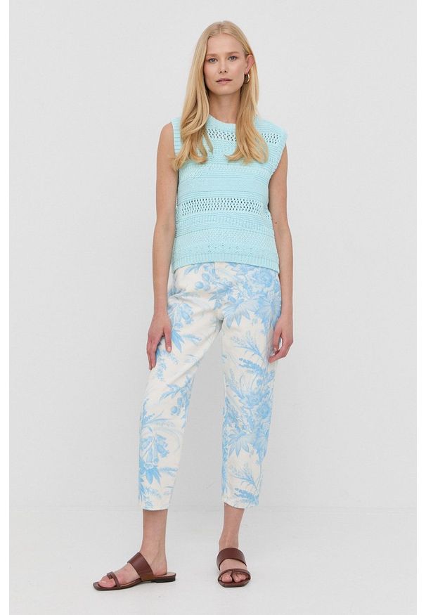 TwinSet - Twinset jeansy damskie high waist. Stan: podwyższony. Kolor: niebieski