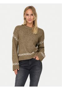 only - ONLY Sweter Amanda 15330089 Brązowy Regular Fit. Kolor: brązowy. Materiał: syntetyk #1