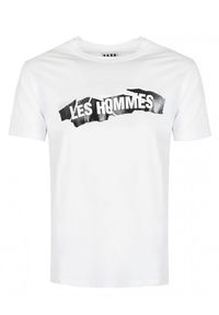 Les Hommes T-shirt | LKT200-703P | Round Neck T-Shirt | Mężczyzna | Biały. Okazja: na co dzień. Kolor: biały. Materiał: bawełna. Wzór: nadruk. Styl: casual