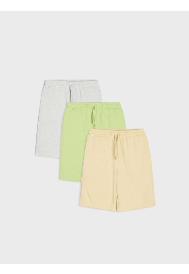 Sinsay - Szorty do kolan z dzianiny French Terry 3 pack - szary. Kolor: szary. Materiał: dzianina. Długość: do kolan