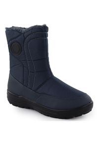 POTOCKI - Śniegowce damskie płaskie ocieplane granatowe Potocki SU33310. Kolor: niebieski. Materiał: tkanina #1
