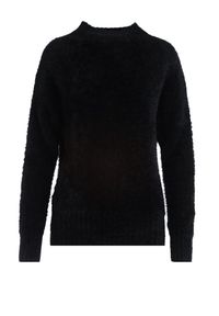 Born2be - Czarny Sweter Wełniany Holding On. Kolor: czarny. Materiał: wełna. Długość rękawa: długi rękaw. Długość: długie. Wzór: prążki