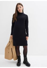 bonprix - Sukienka z dżerseju ze stójką. Typ kołnierza: kołnierzyk stójkowy. Kolor: czarny. Materiał: jersey. Długość rękawa: długi rękaw #2