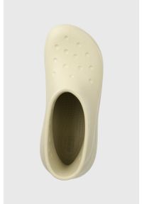Crocs kalosze Classic Crush Rain Boot damskie kolor beżowy 207946. Nosek buta: okrągły. Kolor: beżowy. Materiał: guma. Obcas: na platformie #2