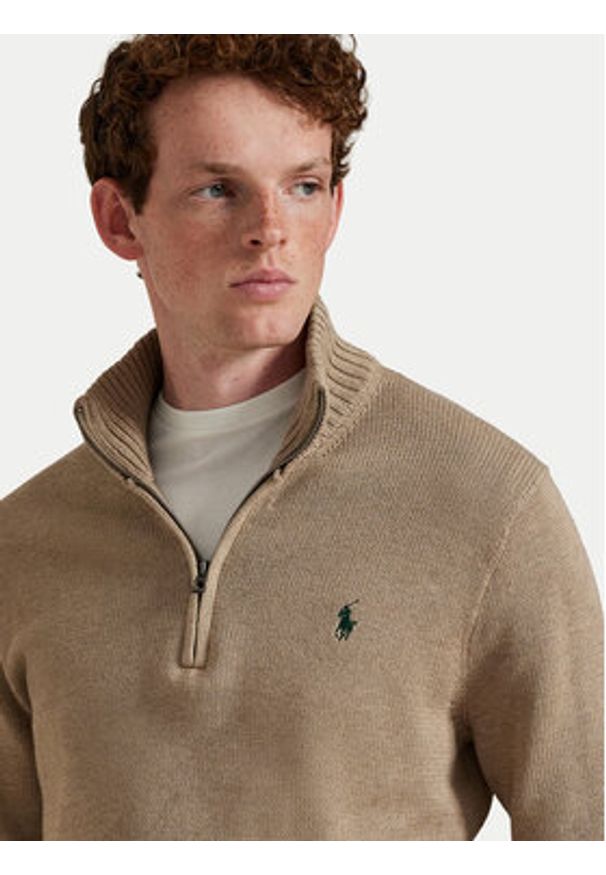 Polo Ralph Lauren Sweter 710859939510 Beżowy Regular Fit. Typ kołnierza: polo. Kolor: beżowy. Materiał: bawełna