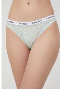 Calvin Klein Underwear brazyliany z koronki. Kolor: niebieski. Materiał: koronka. Wzór: koronka