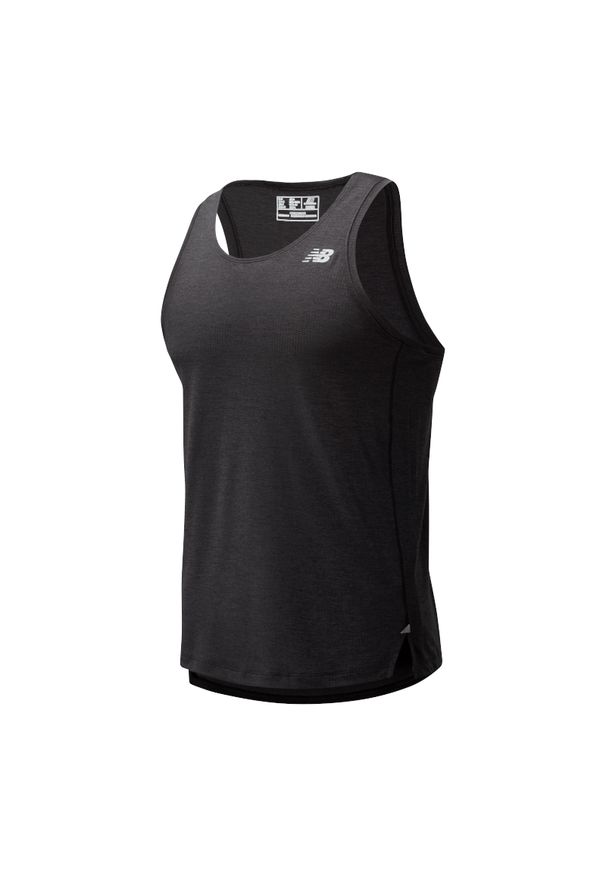 Koszulka New Balance MT01232BKH – czarne. Kolor: czarny. Materiał: poliester, materiał. Długość rękawa: bez rękawów. Sezon: lato